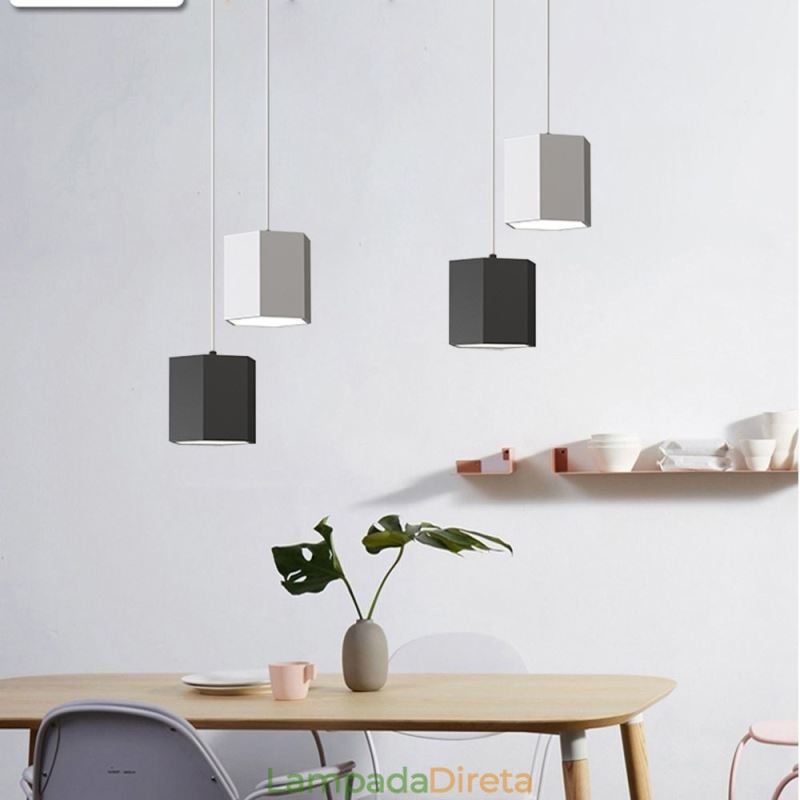 Luminária pendente hexagonal moderna, luminária suspensa simples