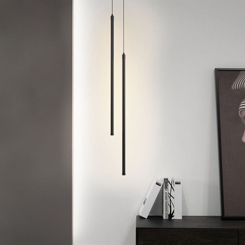 Luminária pendente nórdica de tubo longo, luminária suspensa de ilha