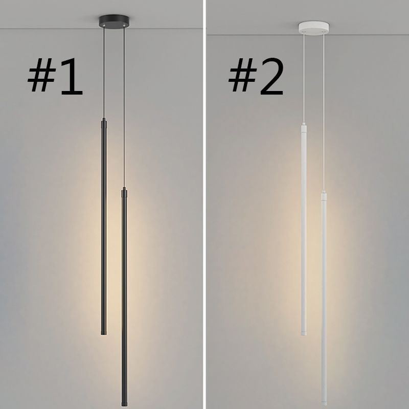 Luminária pendente nórdica de tubo longo, luminária suspensa de ilha