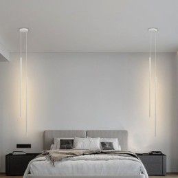 Luminária pendente nórdica de tubo longo, luminária suspensa de ilha