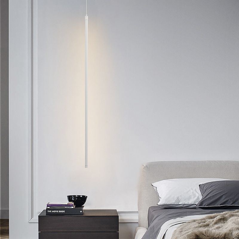 Luminária pendente nórdica de tubo longo, luminária suspensa de ilha