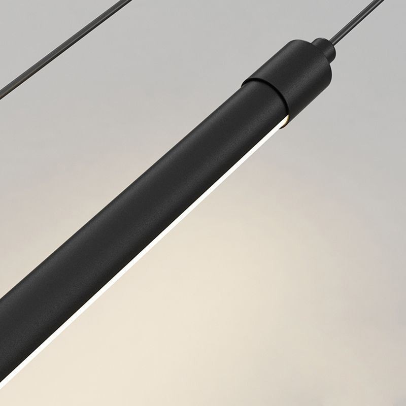 Luminária pendente nórdica de tubo longo, luminária suspensa de ilha