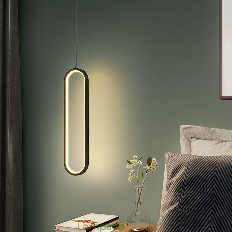 Luminária pendente moderna, minimalista, oval, pendente