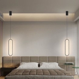 Luminária pendente moderna, minimalista, oval, pendente