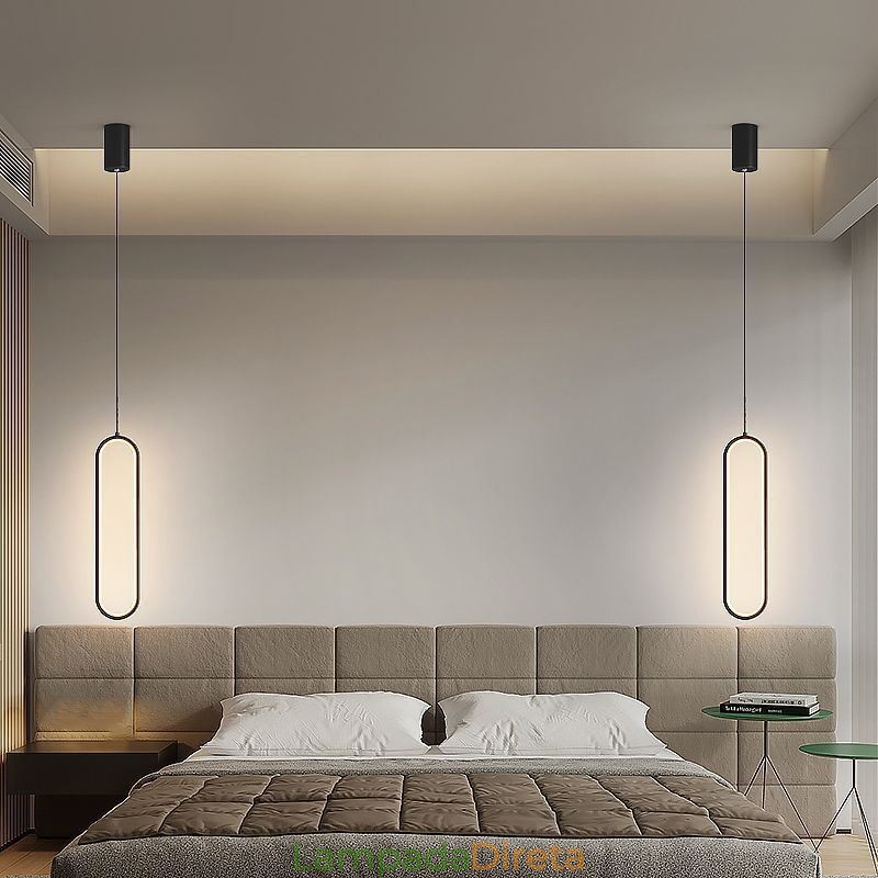 Luminária pendente moderna, minimalista, oval, pendente