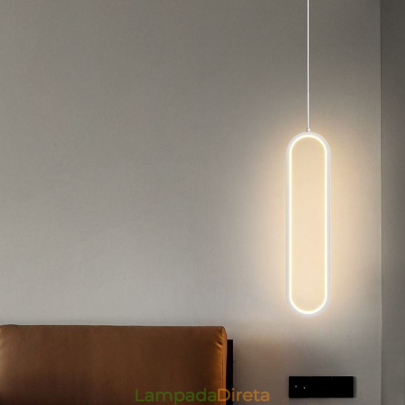 Luminária pendente moderna, minimalista, oval, pendente