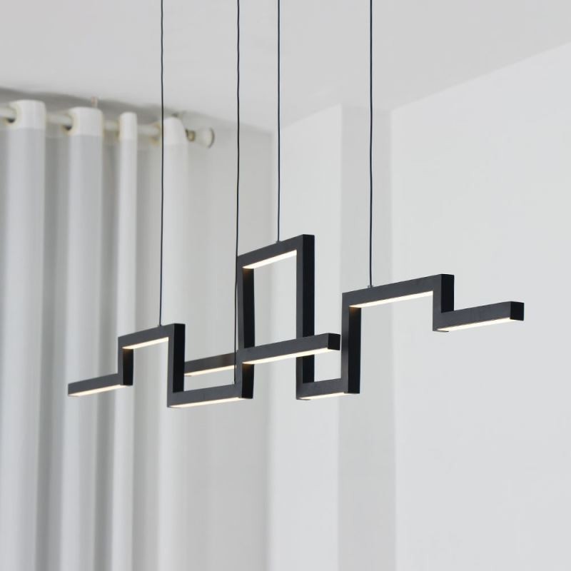 Lustre moderno de acrílico preto com pingente de luz