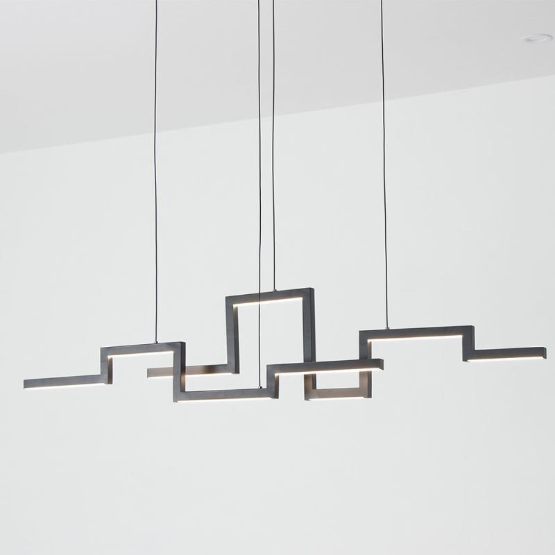 Lustre moderno de acrílico preto com pingente de luz