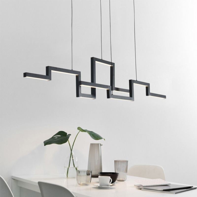 Lustre moderno de acrílico preto com pingente de luz