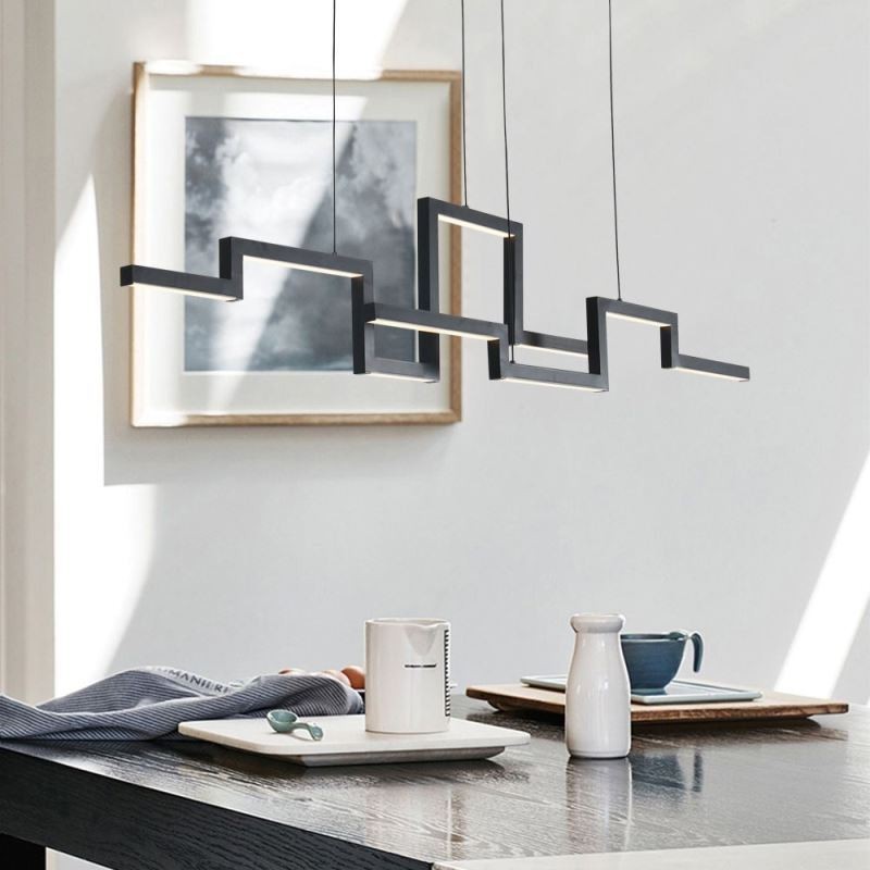 Lustre moderno de acrílico preto com pingente de luz