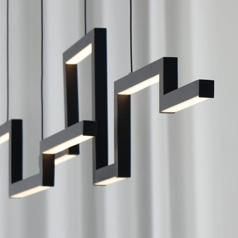 Lustre moderno de acrílico preto com pingente de luz