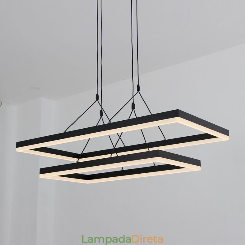 Lustre moderno com pingente de moldura em acrílico preto