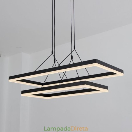 Lustre moderno com pingente de moldura em acrílico preto Lustre moderno com pingente de moldura em acrílico preto