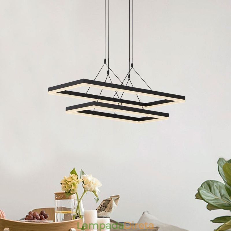Lustre moderno com pingente de moldura em acrílico preto