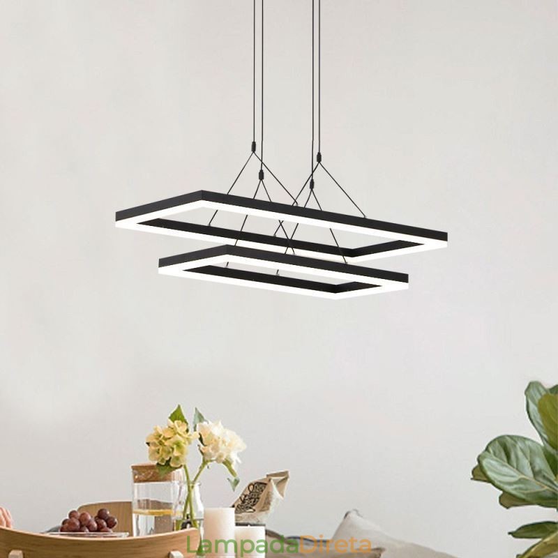 Lustre moderno com pingente de moldura em acrílico preto