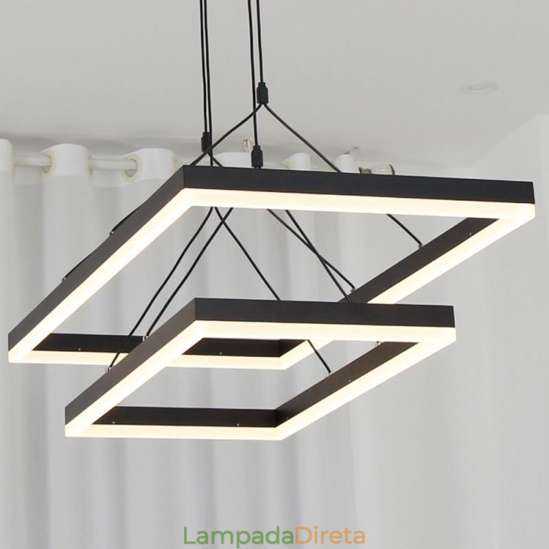 Lustre moderno com pingente de moldura em acrílico preto