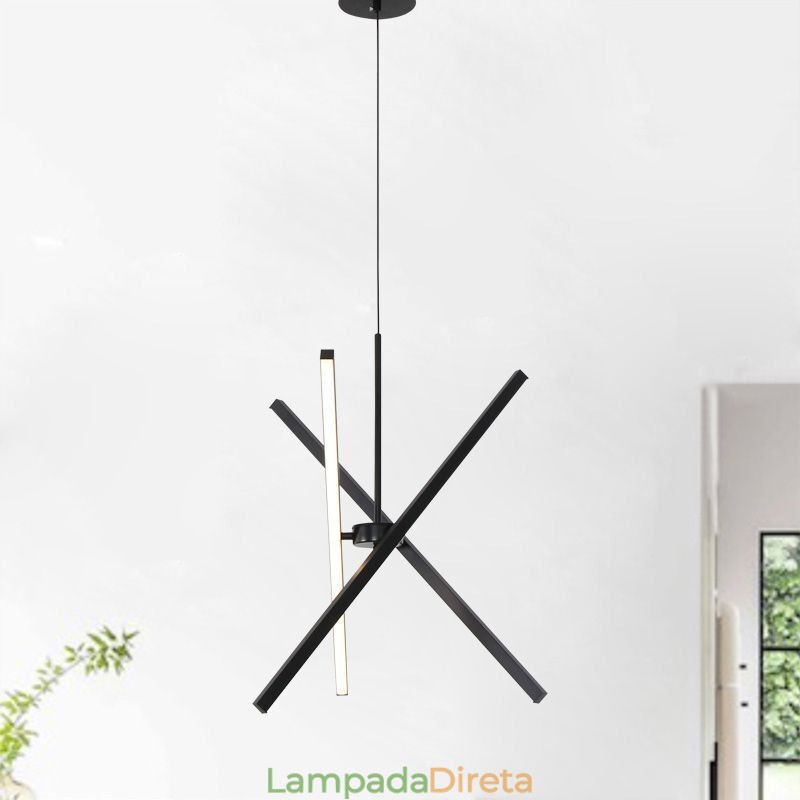 Luminária pendente moderna com faixa preta regulável