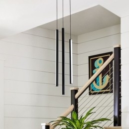Lustre moderno com pingente de tira longa e luz duplex edifício
