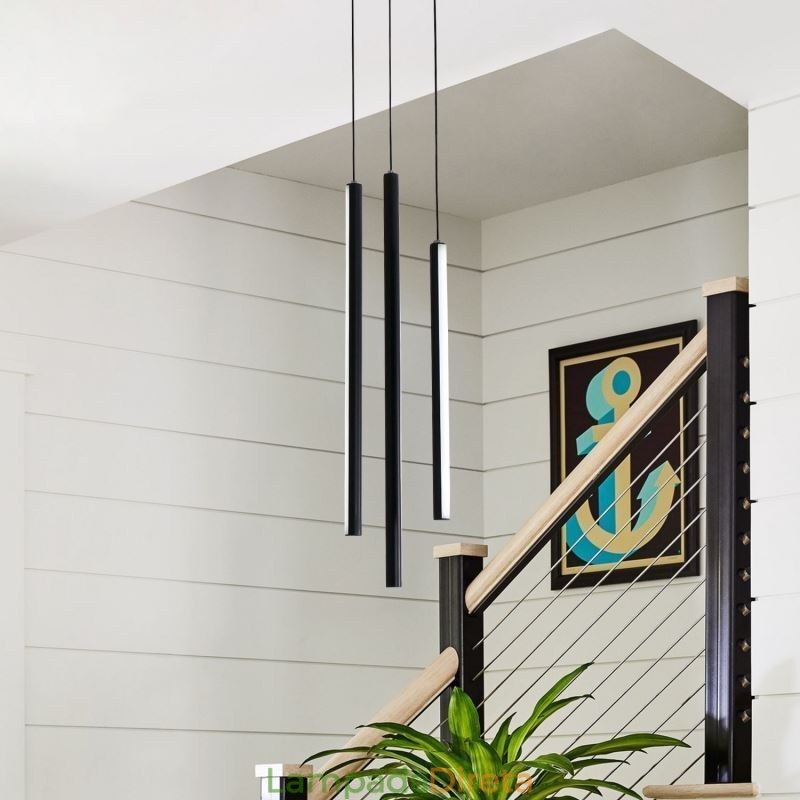 Lustre moderno com pingente de tira longa e luz duplex edifício