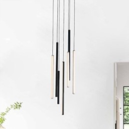 Lustre moderno com pingente de tira longa e luz duplex edifício