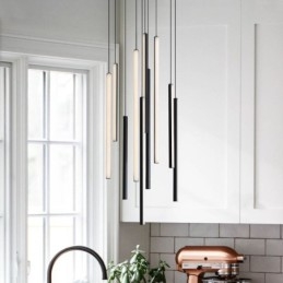 Lustre moderno com pingente de tira longa e luz duplex edifício