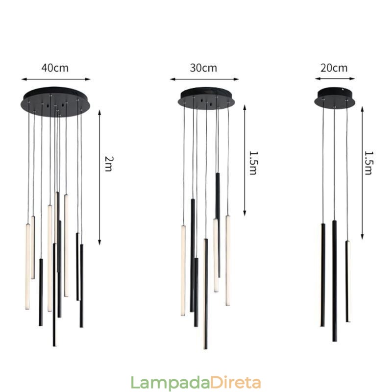 Lustre moderno com pingente de tira longa e luz duplex edifício