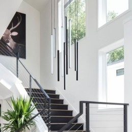 Lustre moderno com pingente de tira longa e luz duplex edifício