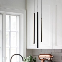 Lustre moderno com pingente de tira longa e luz duplex edifício