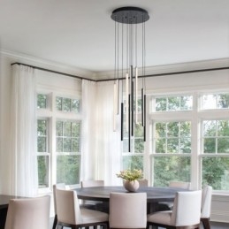 Lustre moderno com pingente de tira longa e luz duplex edifício