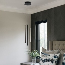 Lustre moderno com pingente de tira longa e luz duplex edifício