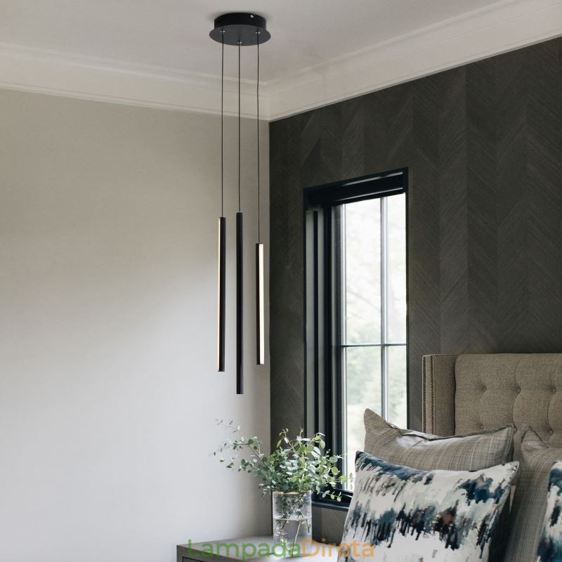 Lustre moderno com pingente de tira longa e luz duplex edifício