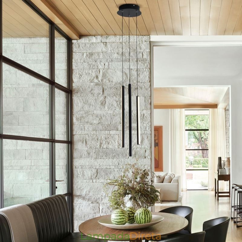 Lustre moderno com pingente de tira longa e luz duplex edifício