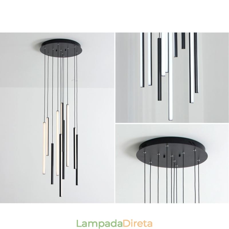 Lustre moderno com pingente de tira longa e luz duplex edifício