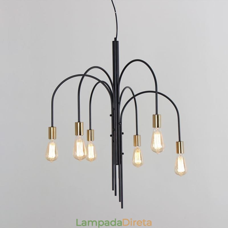 Lustre de ferro moderno, luminária pendente de ferro simples