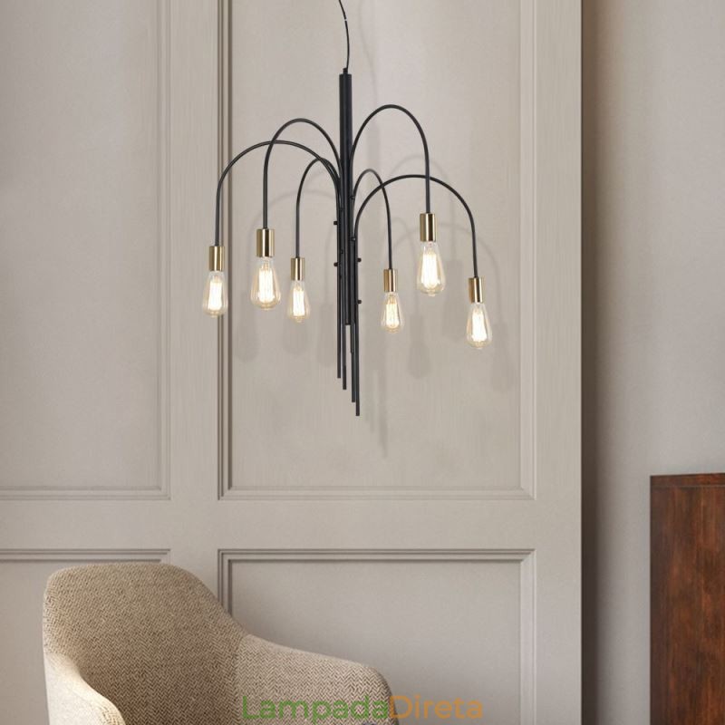 Lustre de ferro moderno, luminária pendente de ferro simples