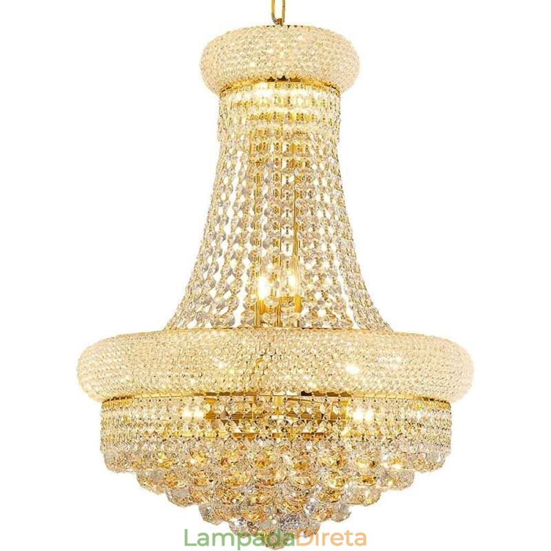 Lustre em forma de coroa, luxuoso pingente de cristal