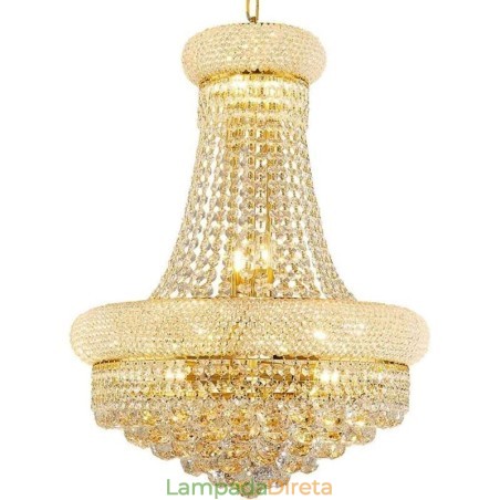Lustre em forma de coroa, luxuoso pingente de cristal Lustre em forma de coroa, luxuoso pingente de cristal