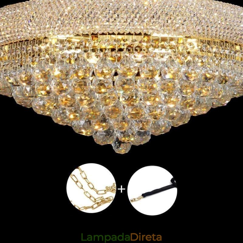 Lustre em forma de coroa, luxuoso pingente de cristal