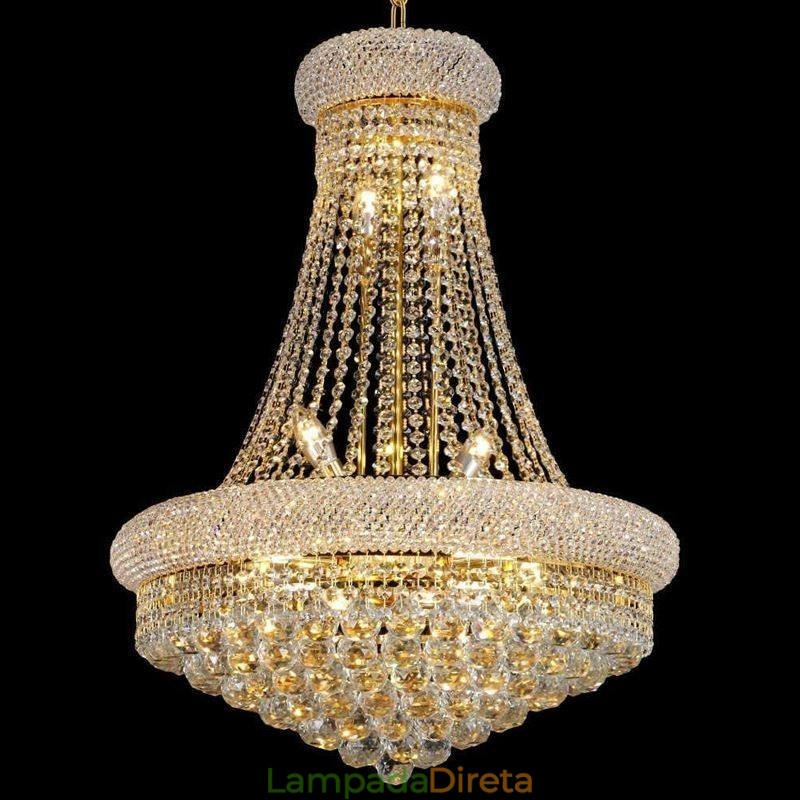 Lustre em forma de coroa, luxuoso pingente de cristal