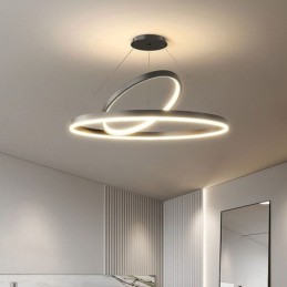 Luminária pendente moderna em forma de círculo com anéis em acrílico