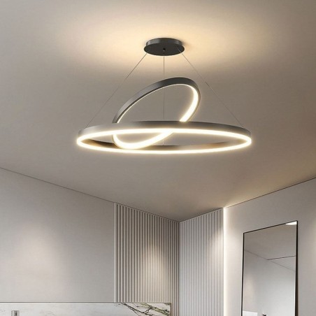Luminária pendente moderna em forma de círculo com anéis em acrílico Luminária pendente moderna em forma de círculo com anéis em acrílico