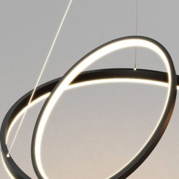 Luminária pendente moderna em forma de círculo com anéis em acrílico