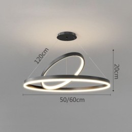 Luminária pendente moderna em forma de círculo com anéis em acrílico