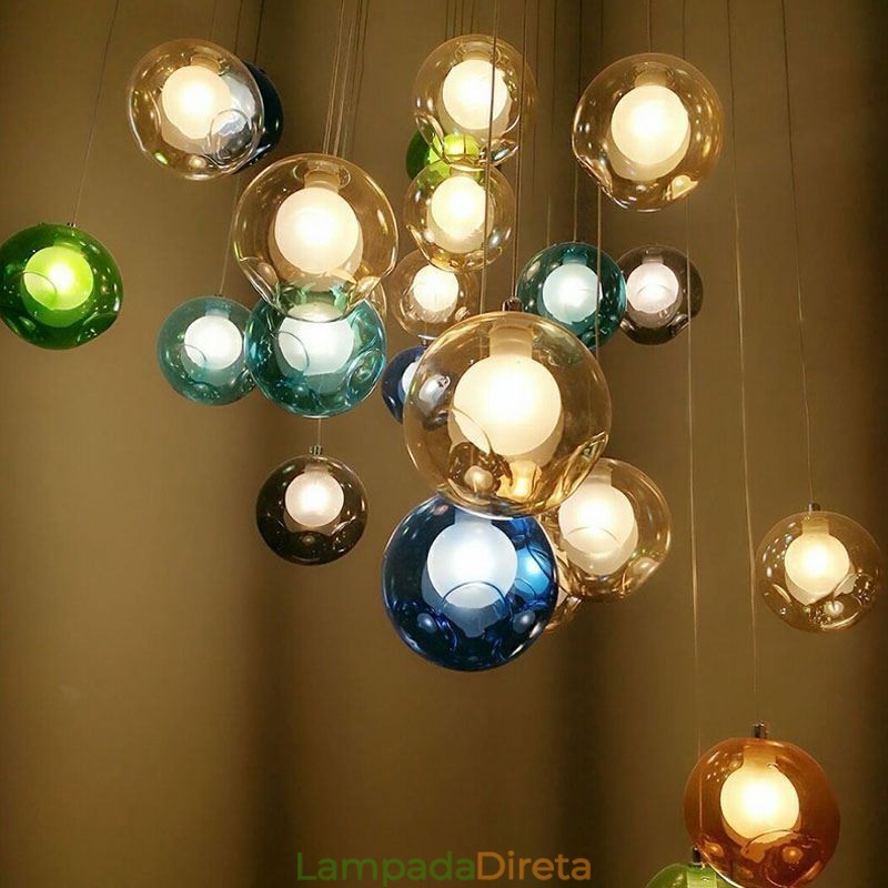 Lustre moderno de cristal com pingente de bola de cristal colorido (estilo colorido, entre em contato conosco)