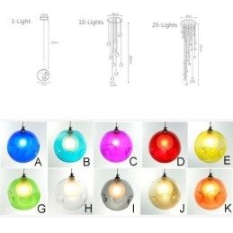 Lustre moderno de cristal com pingente de bola de cristal colorido (estilo colorido, entre em contato conosco)
