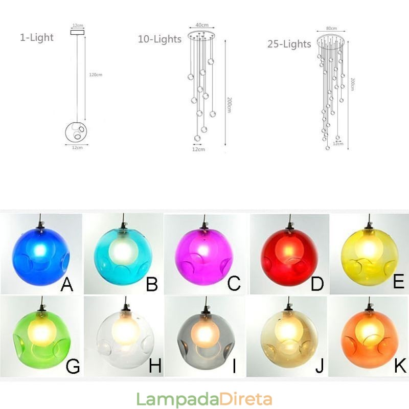 Lustre moderno de cristal com pingente de bola de cristal colorido (estilo colorido, entre em contato conosco)