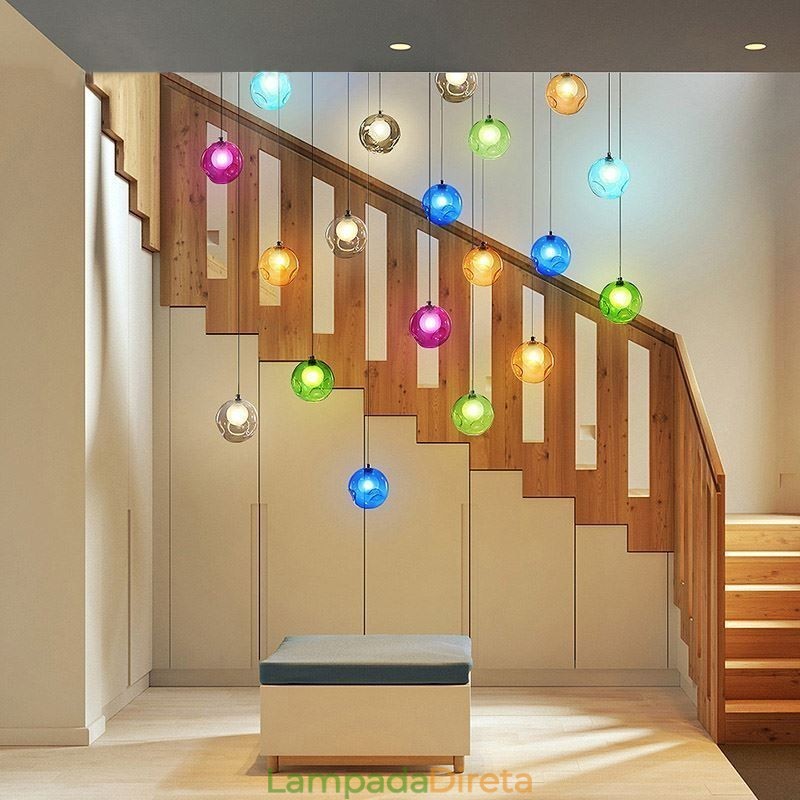 Lustre moderno de cristal com pingente de bola de cristal colorido (estilo colorido, entre em contato conosco)