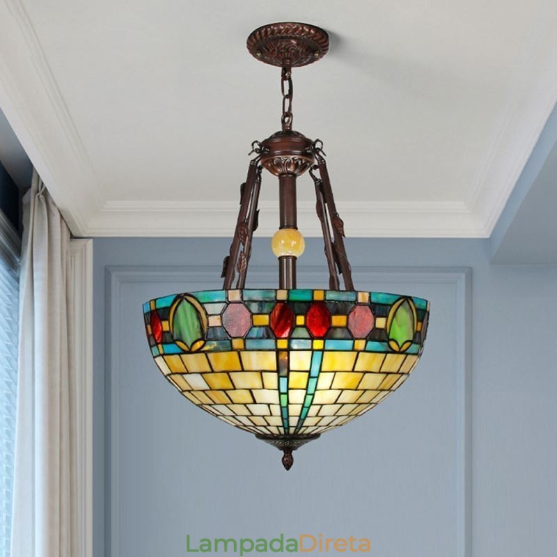 Luminária pendente de vidro colorido Luminária pendente decorativa