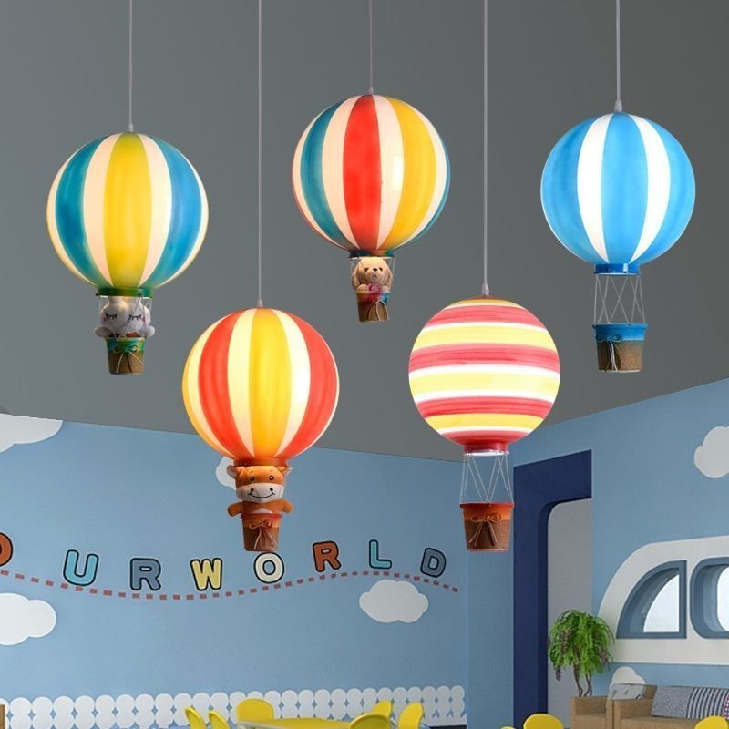 Luminária pendente colorida de balão de ar quente em acrílico para decoração