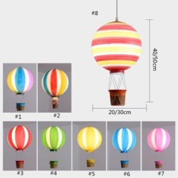 Luminária pendente colorida de balão de ar quente em acrílico para decoração